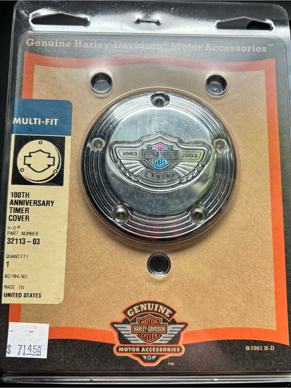 Harley-Davidson Chrome 100th Anniversary Timer Cover